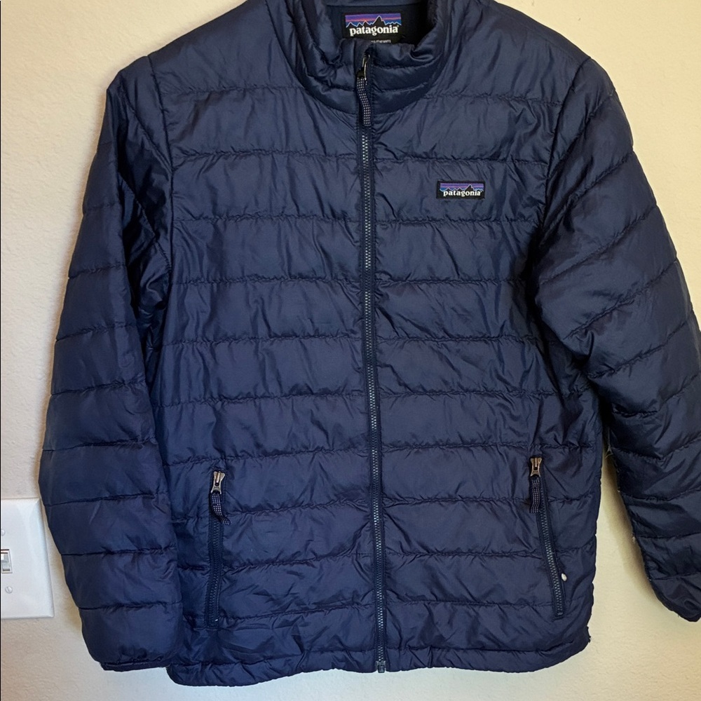 Patagonia Kids' Down Sweater Jacket Navy Blue Size Large (12)